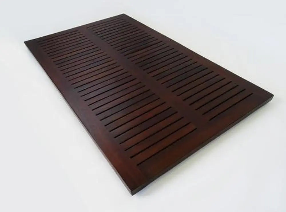 31" Dark Brown Teak Slat Non Slip Bath Mat HomeRoots