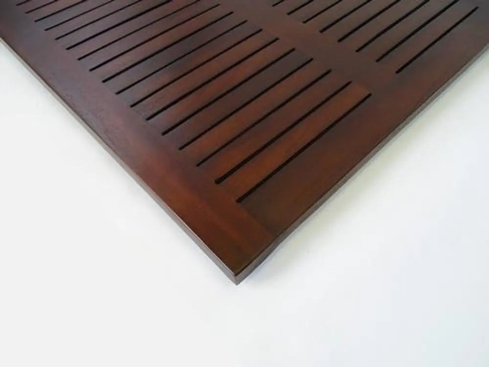 31" Dark Brown Teak Slat Non Slip Bath Mat HomeRoots
