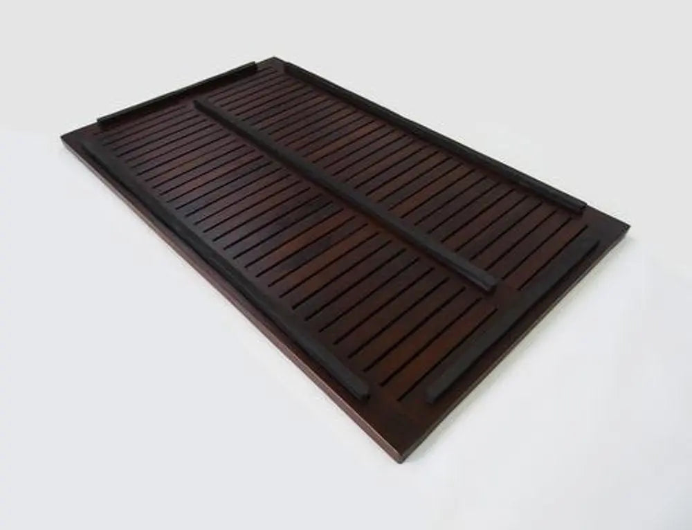 31" Dark Brown Teak Slat Non Slip Bath Mat HomeRoots