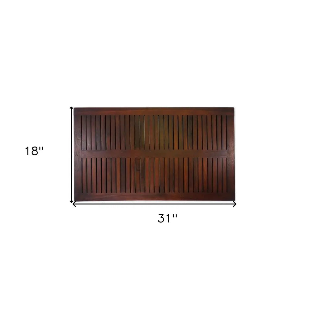 31" Dark Brown Teak Slat Non Slip Bath Mat HomeRoots