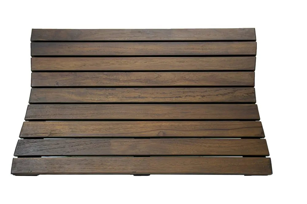 23" Dark Brown Teak Slat Non Slip Bath Mat HomeRoots