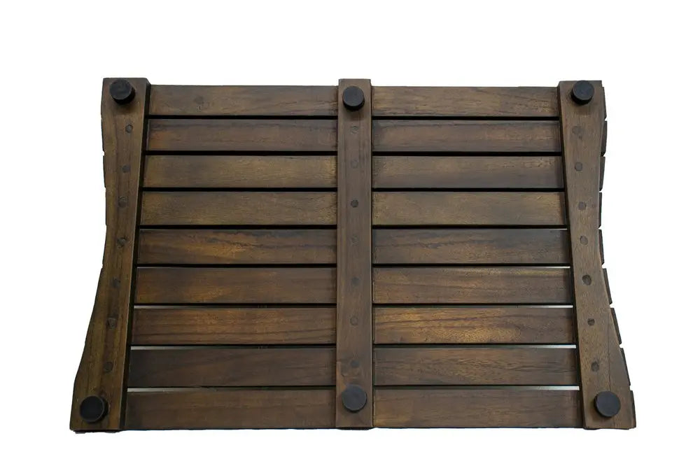 23" Dark Brown Teak Slat Non Slip Bath Mat HomeRoots