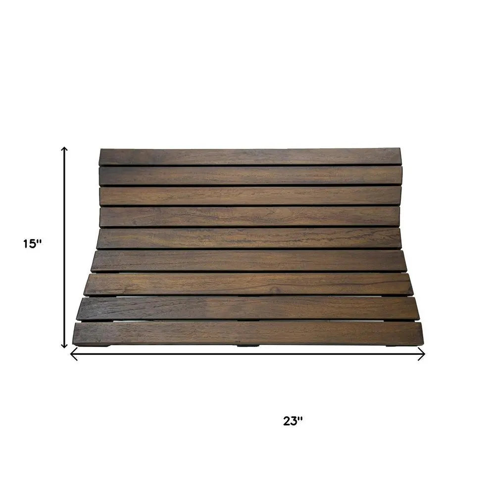 23" Dark Brown Teak Slat Non Slip Bath Mat HomeRoots