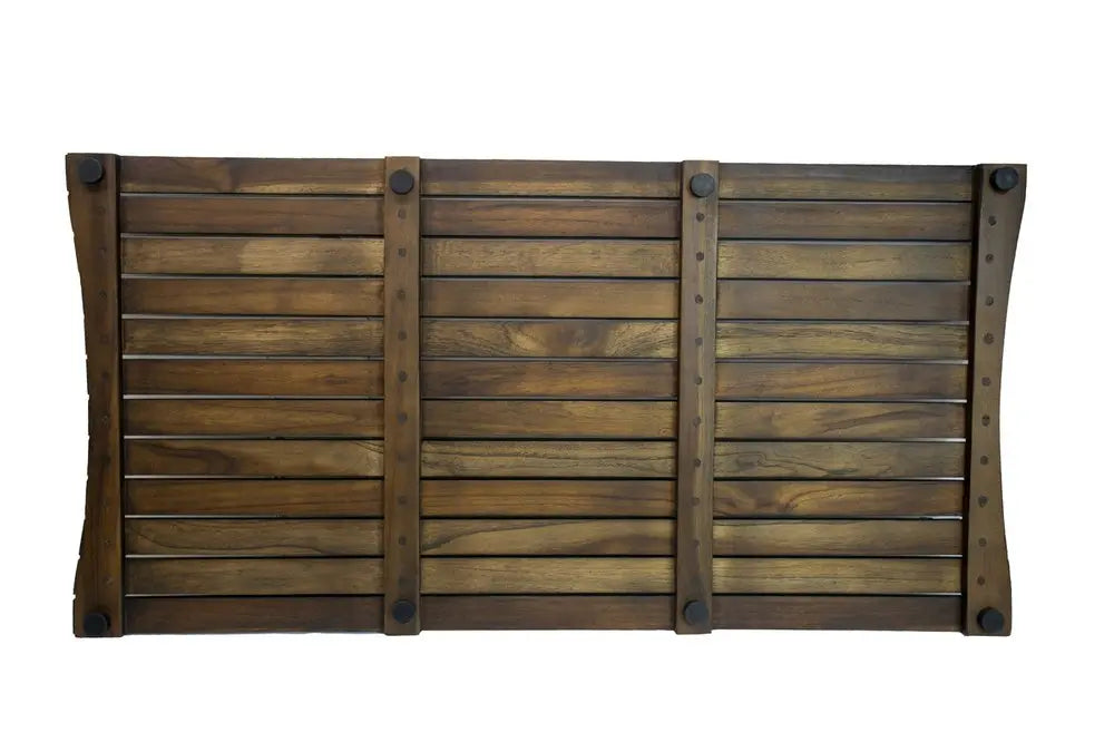 31" Dark Brown Teak Slat Non Slip Bath Mat HomeRoots