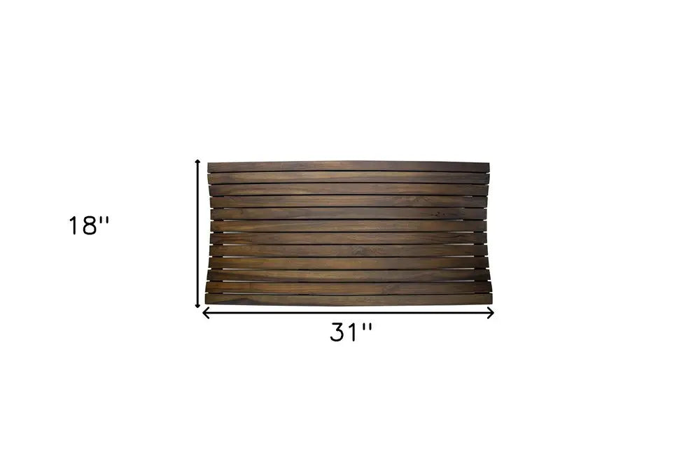 31" Dark Brown Teak Slat Non Slip Bath Mat HomeRoots