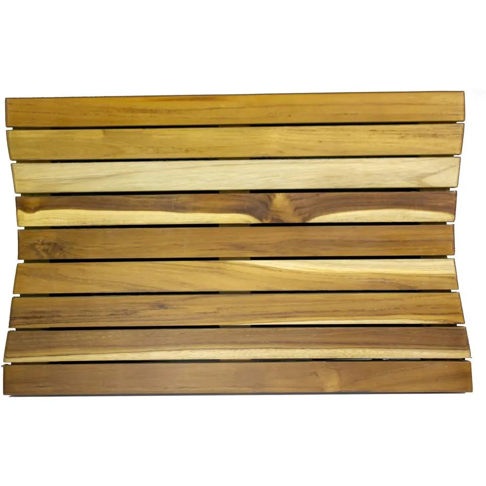 23" Brown Teak Slat Non Slip Bath Mat HomeRoots
