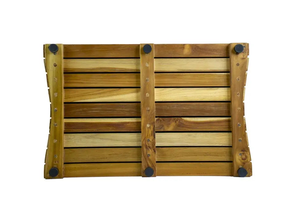 23" Brown Teak Slat Non Slip Bath Mat HomeRoots