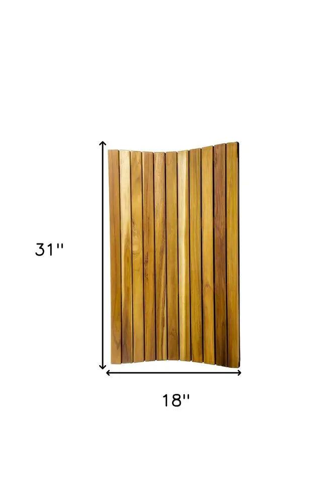 31" Brown Teak Slat Non Slip Bath Mat HomeRoots