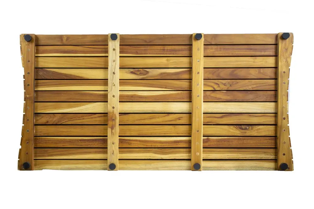 40" Brown Teak Slat Non Slip Bath Mat HomeRoots