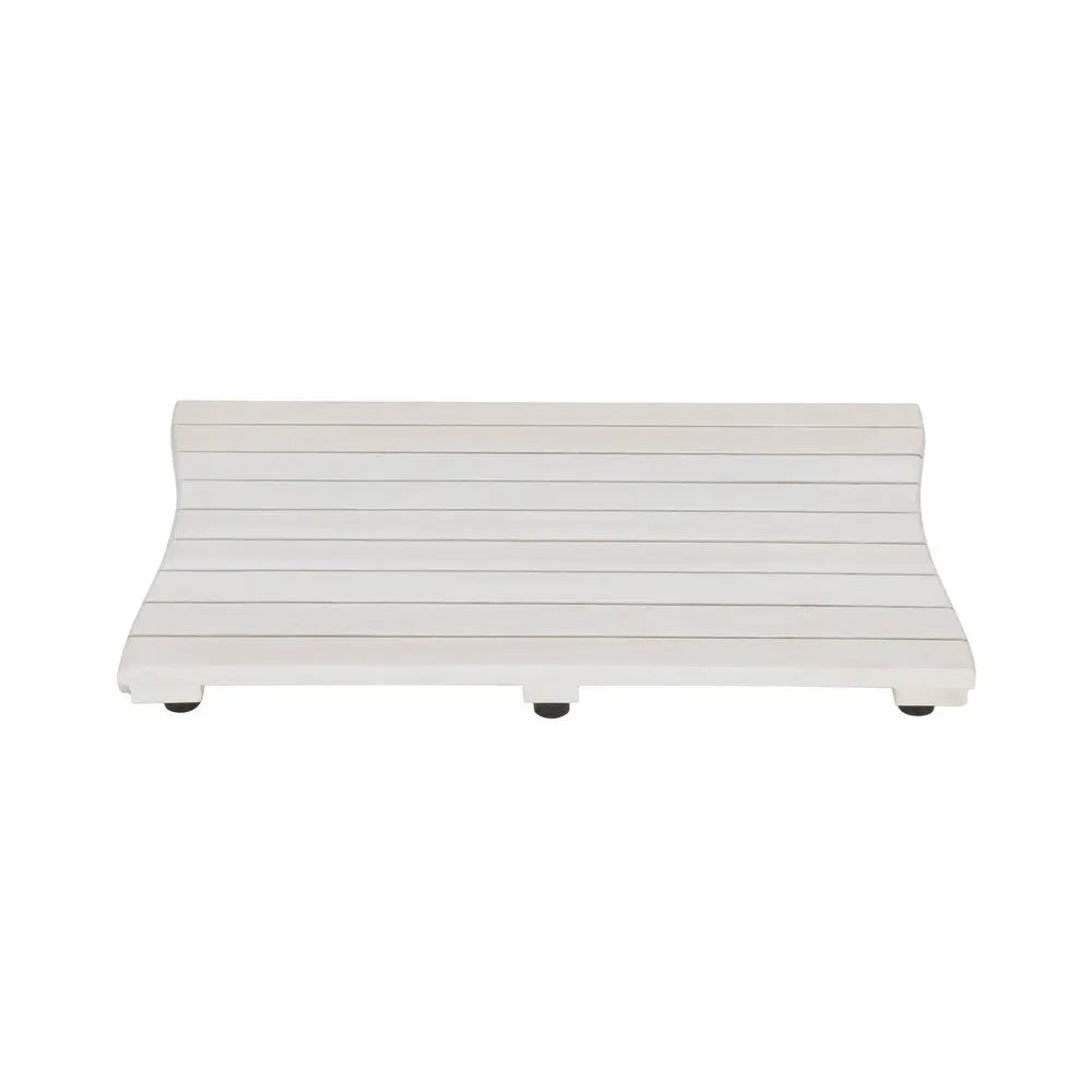 23" White Teak Slat Non Slip Bath Mat HomeRoots