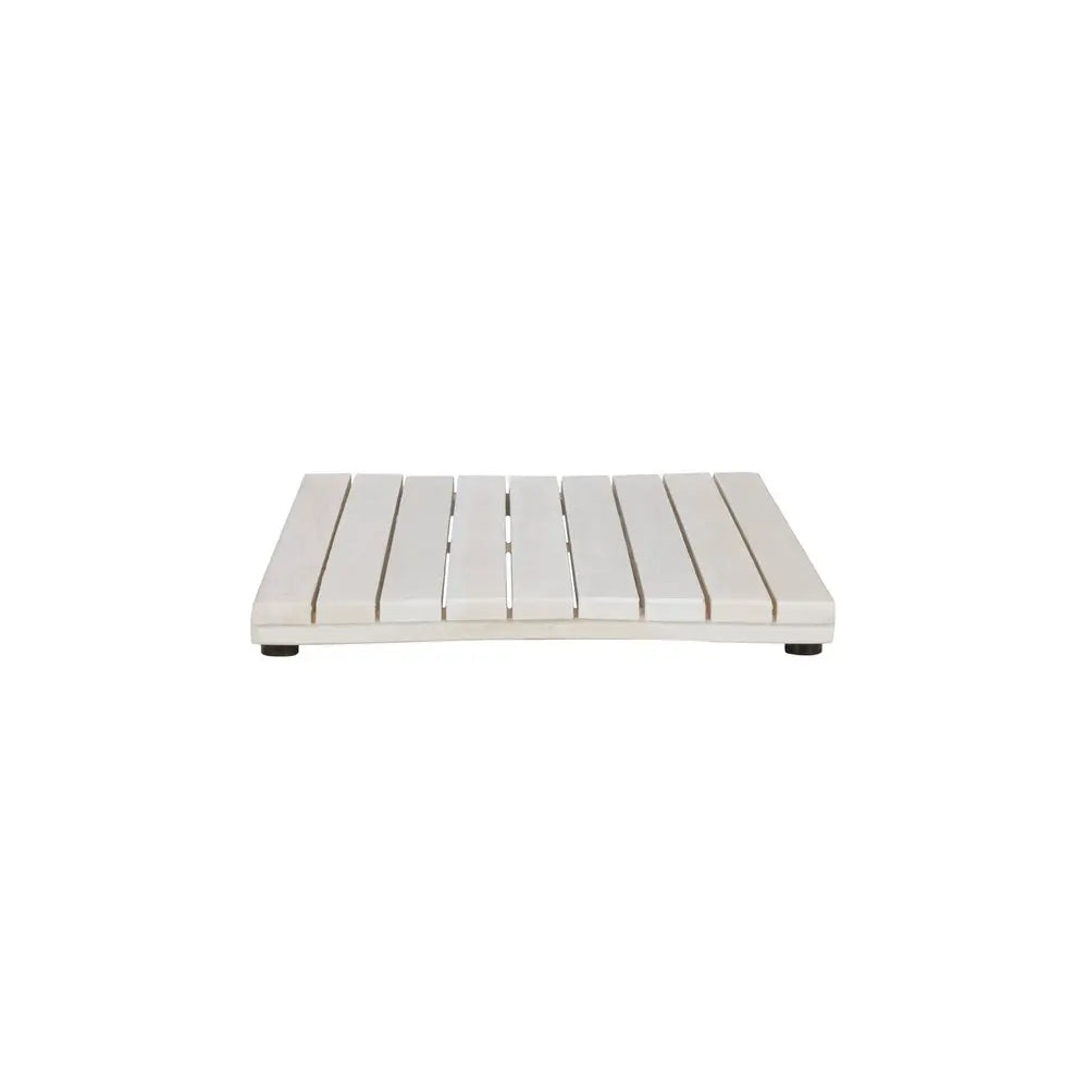 23" White Teak Slat Non Slip Bath Mat HomeRoots