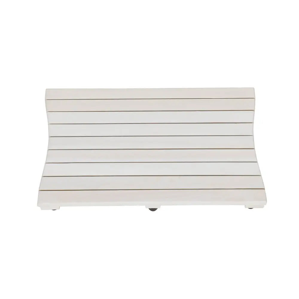 23" White Teak Slat Non Slip Bath Mat HomeRoots