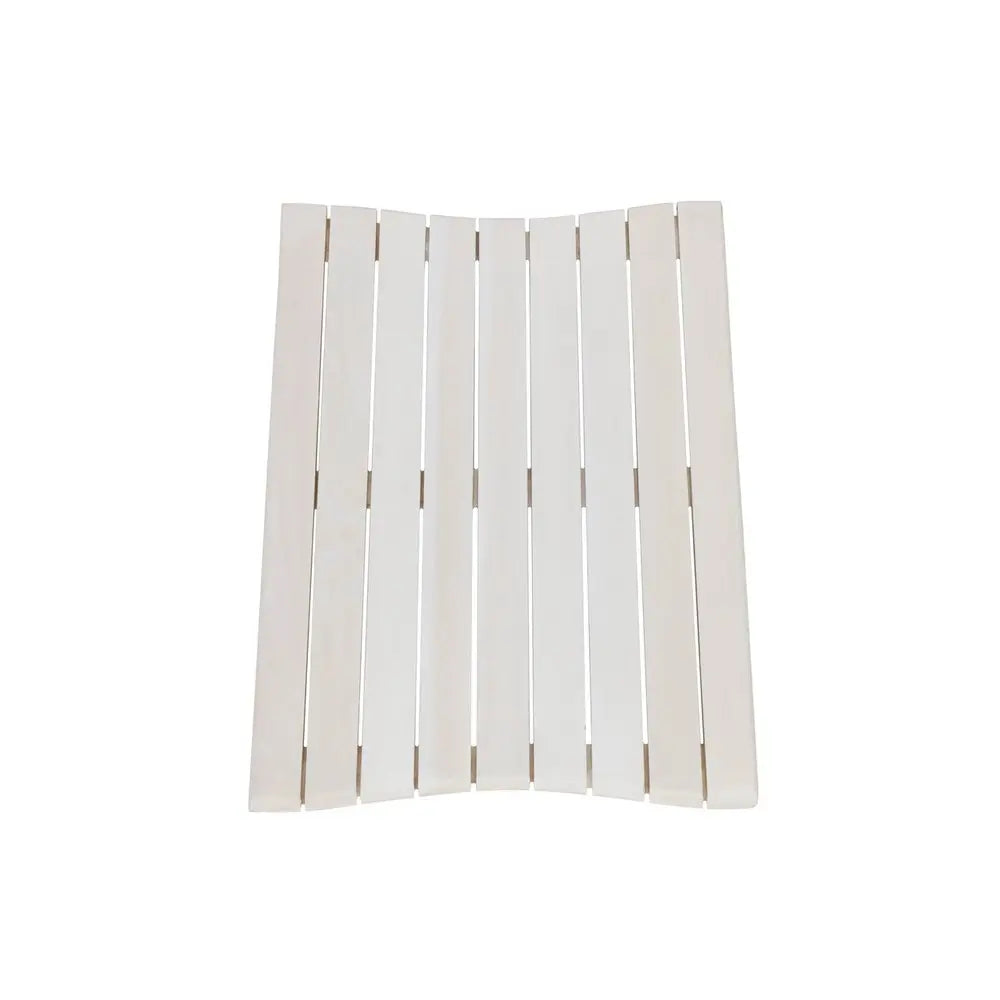 23" White Teak Slat Non Slip Bath Mat HomeRoots