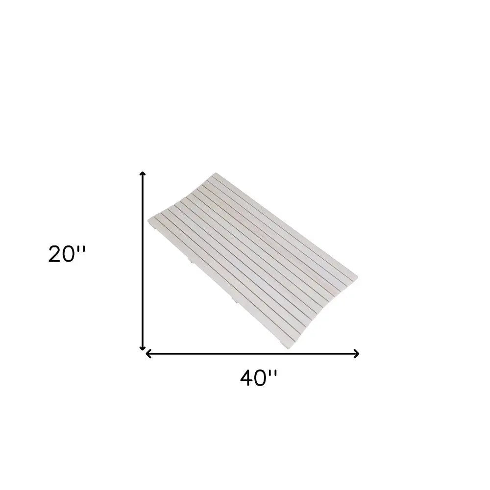 40" White Teak Slat Non Slip Bath Mat HomeRoots