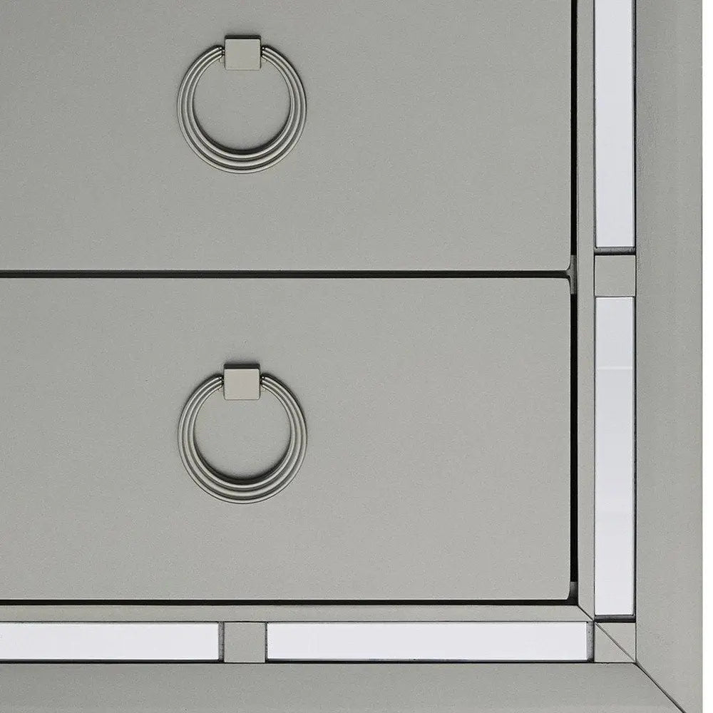 28" Solid and Manufactured Wood And Mirrored Glass Nightstand HomeRoots