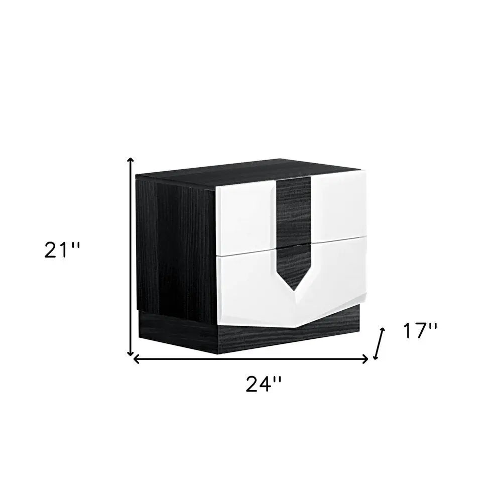 21" Gray Wood Two Drawer Nightstand HomeRoots