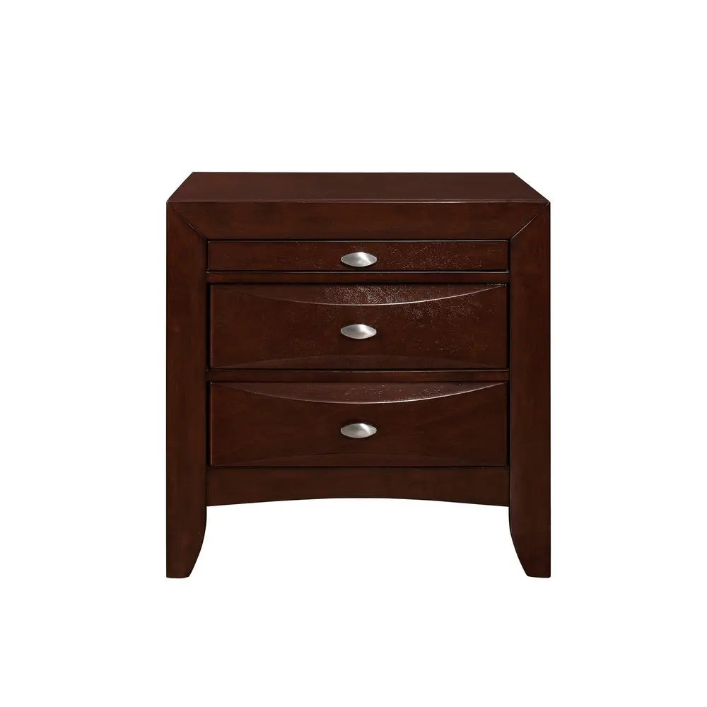 25" Merlot Wood Three Drawer Nightstand HomeRoots