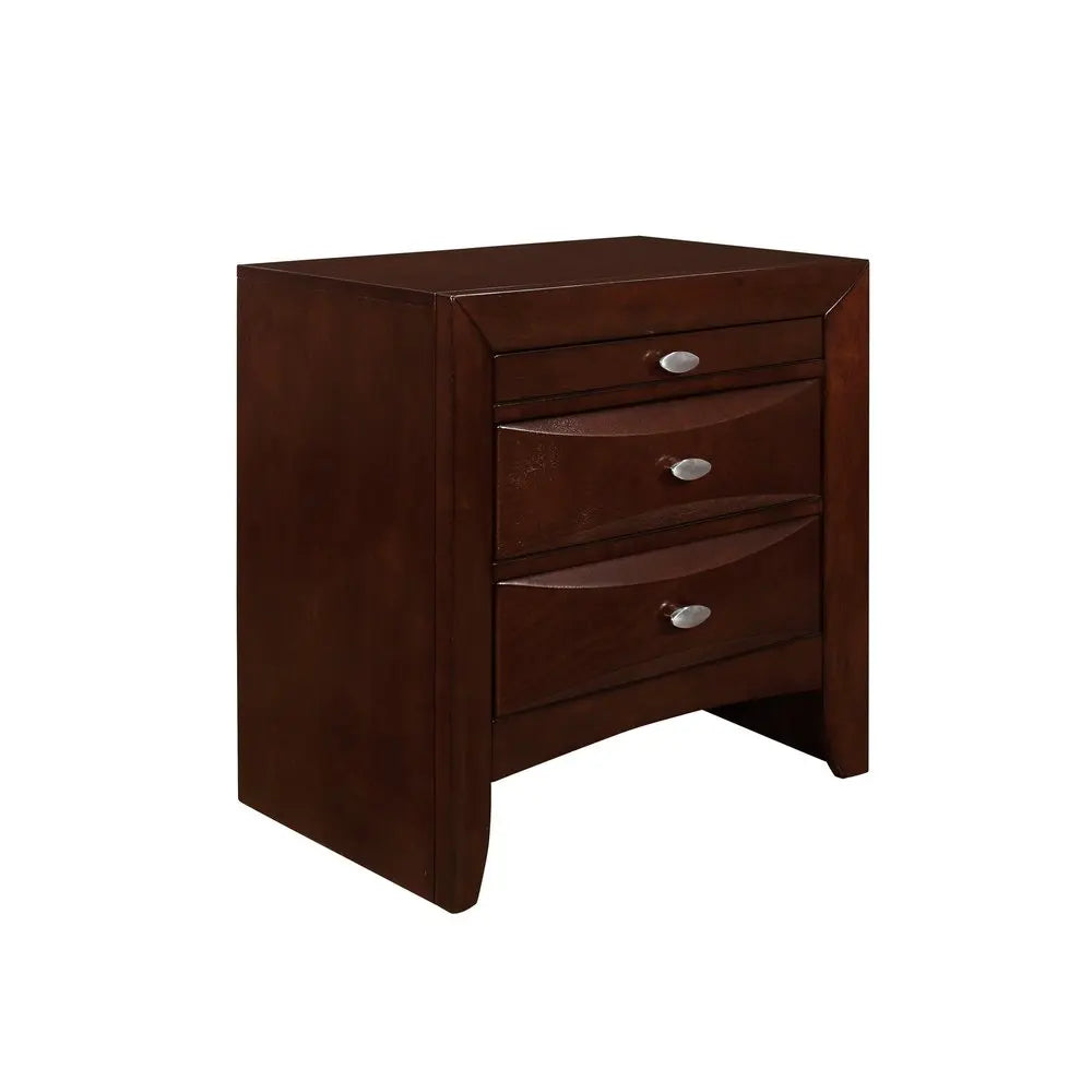 25" Merlot Wood Three Drawer Nightstand HomeRoots