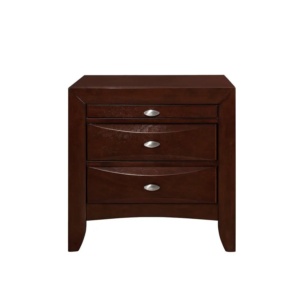 25" Merlot Wood Three Drawer Nightstand HomeRoots