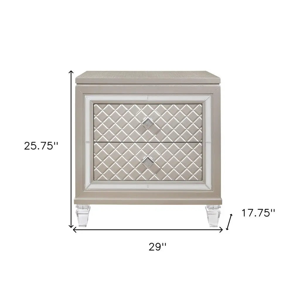 26" Solid and Manufactured Wood And Mirrored Glass Nightstand HomeRoots