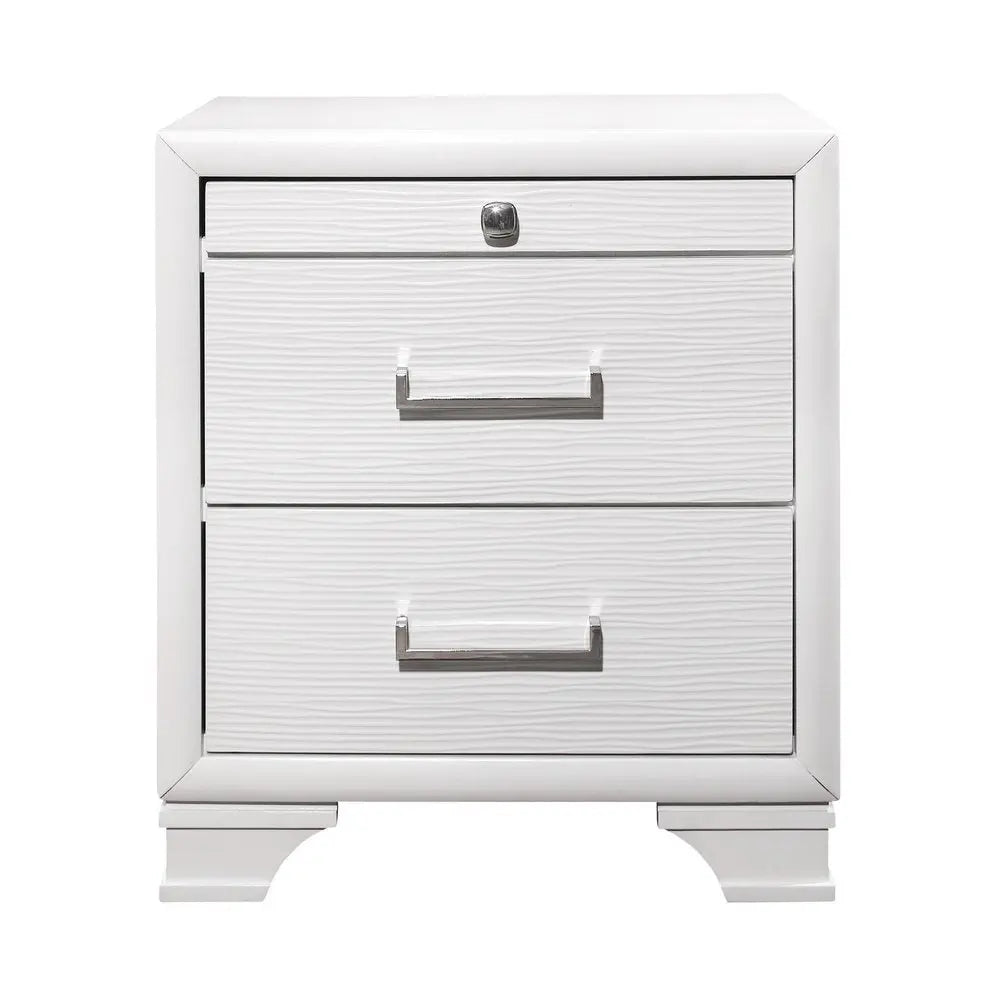 27" White Wood Two Drawer Nightstand HomeRoots