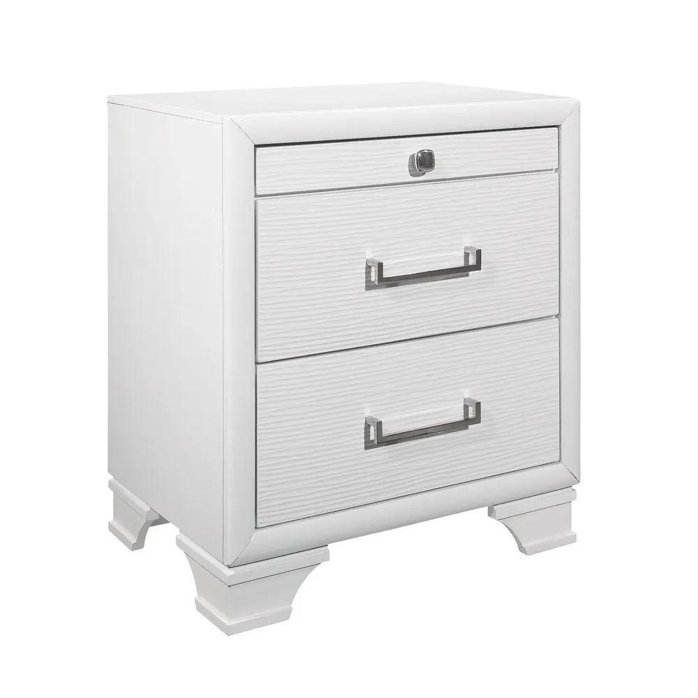 27" White Wood Two Drawer Nightstand HomeRoots