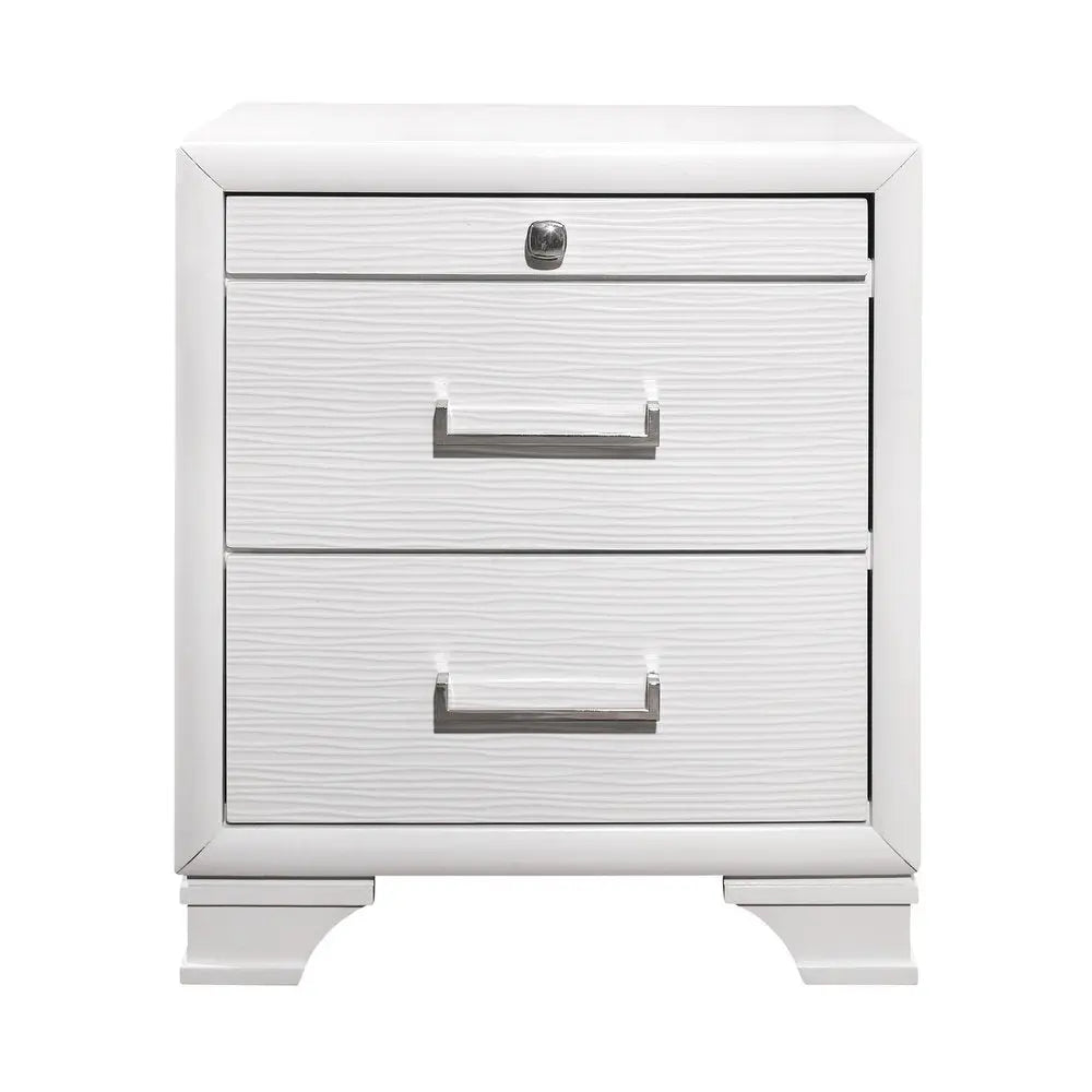 27" White Wood Two Drawer Nightstand HomeRoots