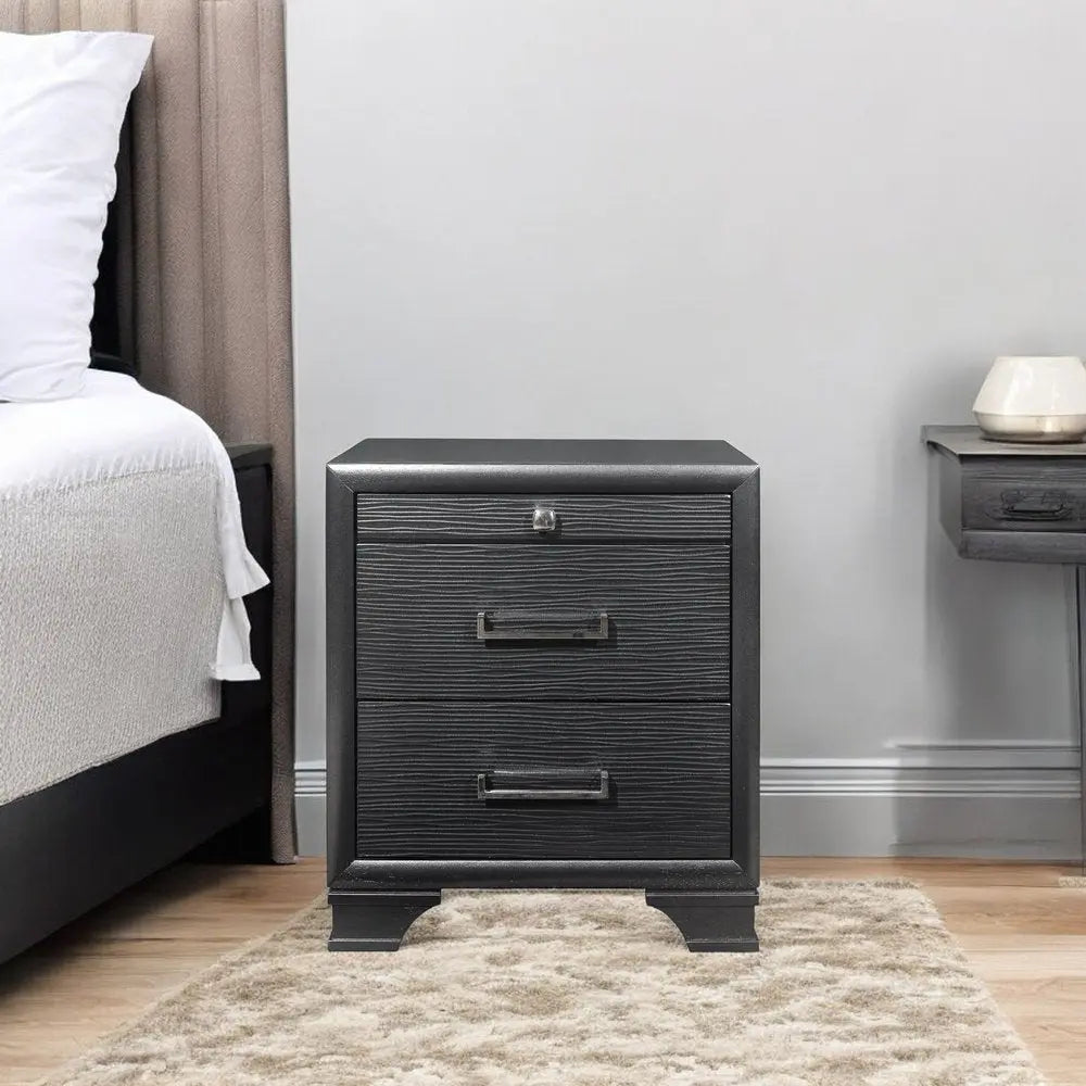 27" Gray Wood Two Drawer Nightstand HomeRoots