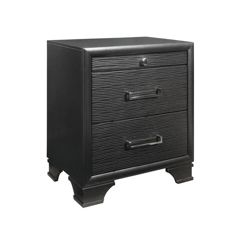 27" Gray Wood Two Drawer Nightstand HomeRoots