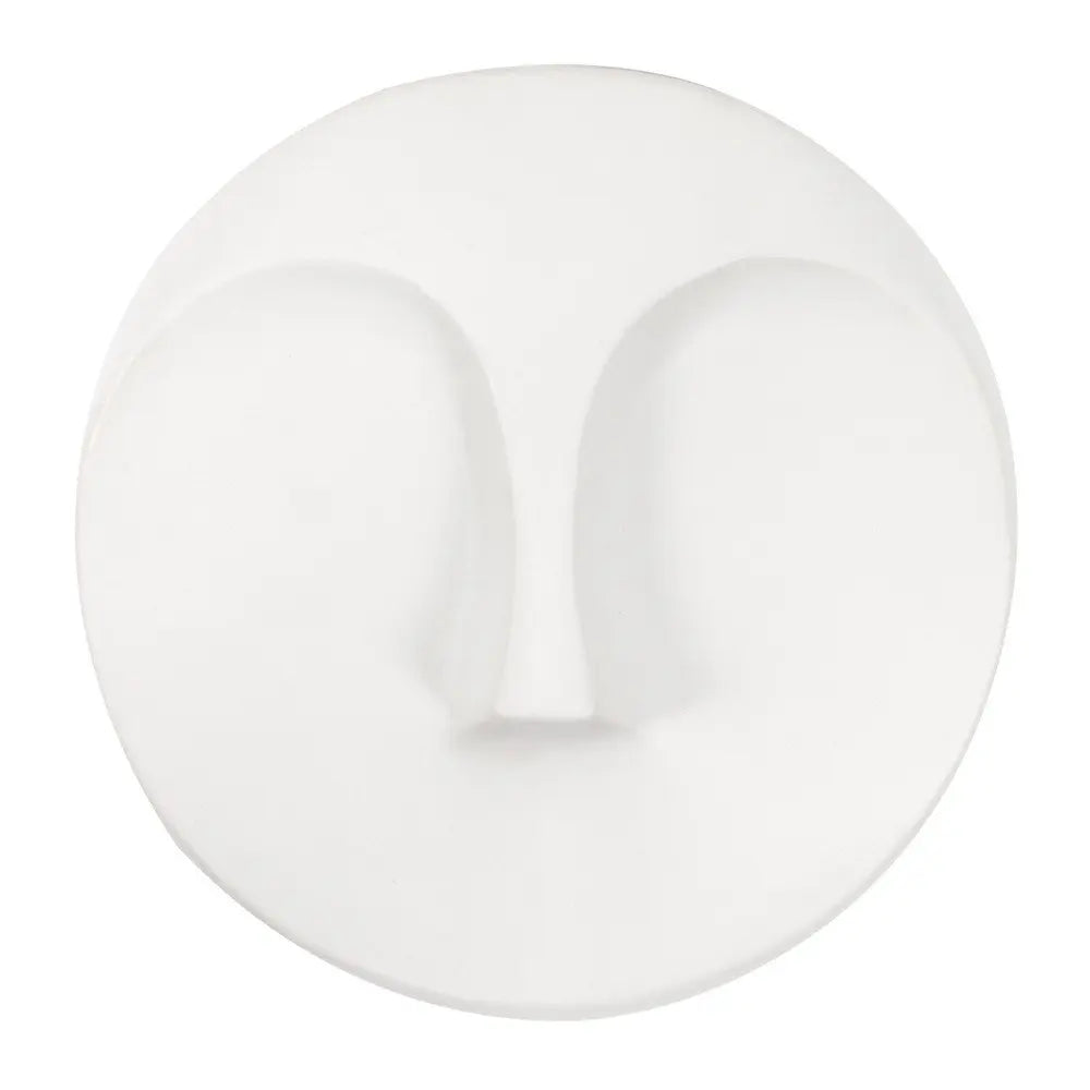 10" White Ceramic Face Round Wall Decor HomeRoots