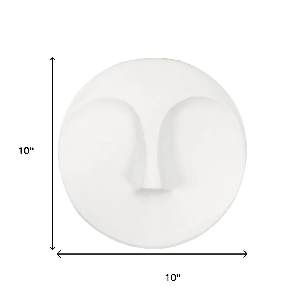 10" White Ceramic Face Round Wall Decor HomeRoots