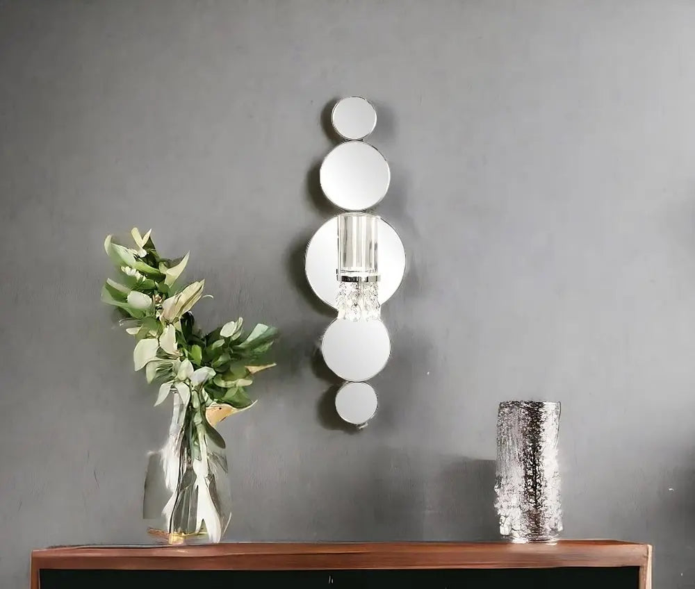 Silver and Clear Modern Bling Mirrored Wall Sconce HomeRoots