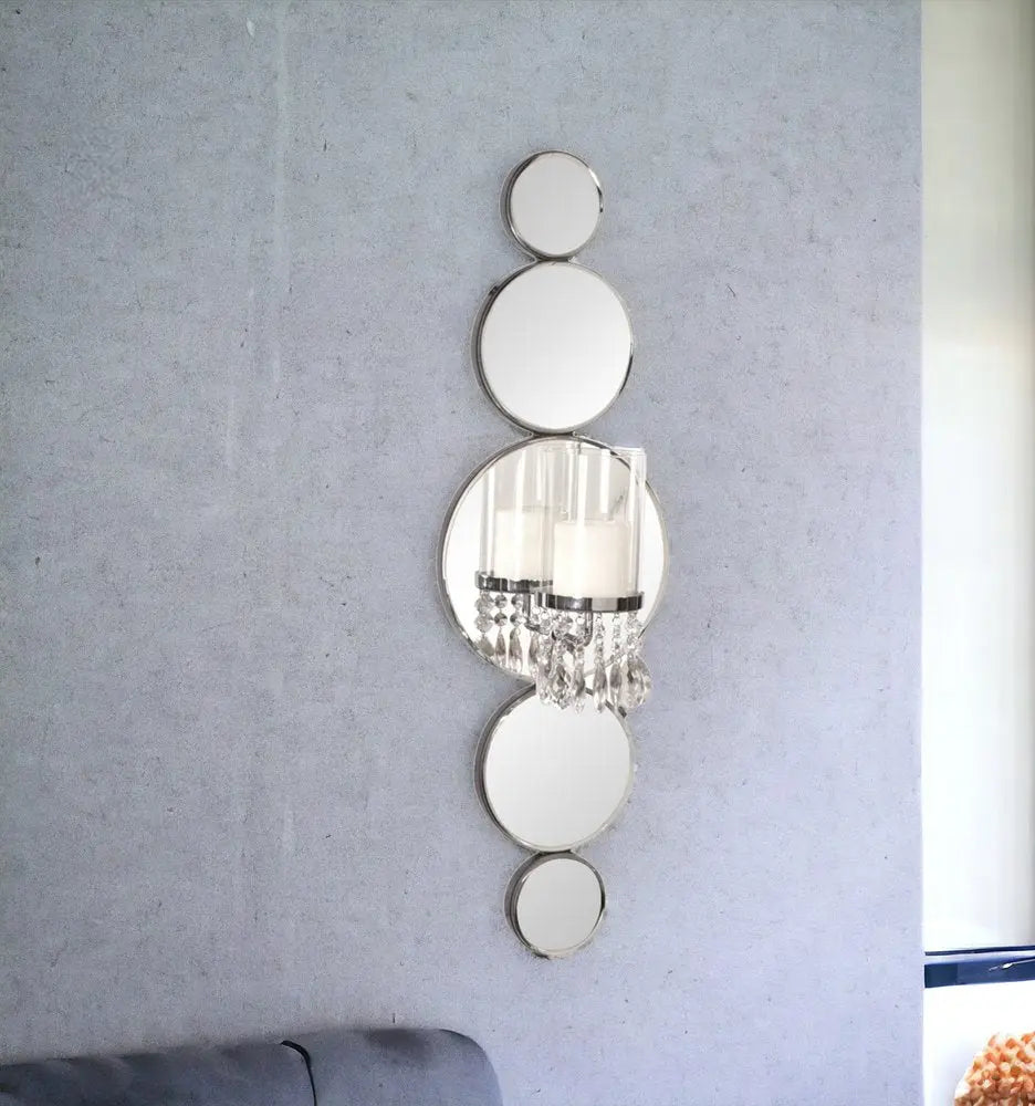 Silver and Clear Modern Bling Mirrored Wall Sconce HomeRoots