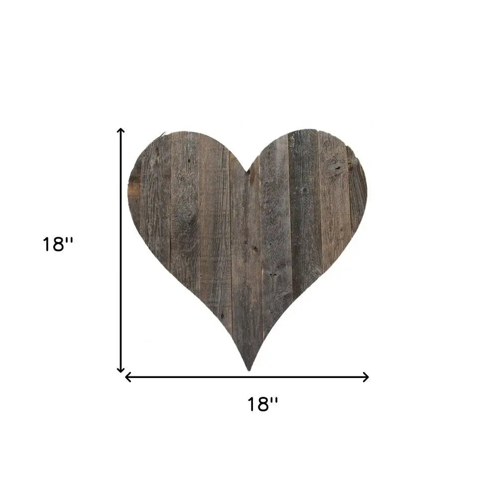 18" Weathered Gray Reclaimed Wood Heart Wall Decor HomeRoots