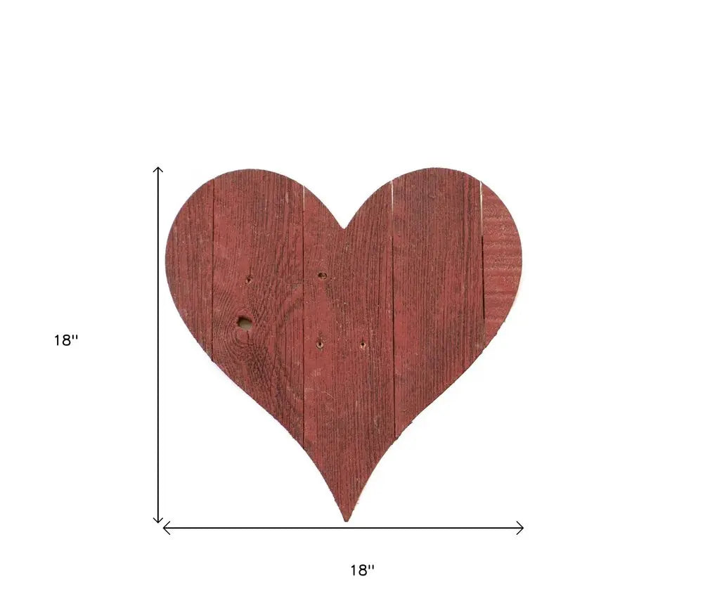 18" Rustic Red Reclaimed Wood Heart Wall Decor HomeRoots