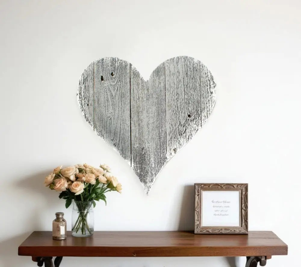 18" Whitewash Reclaimed Wood Heart Wall Decor HomeRoots