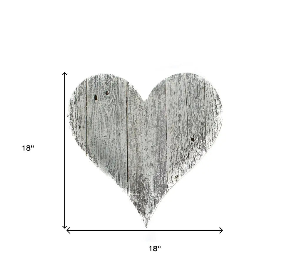 18" Whitewash Reclaimed Wood Heart Wall Decor HomeRoots