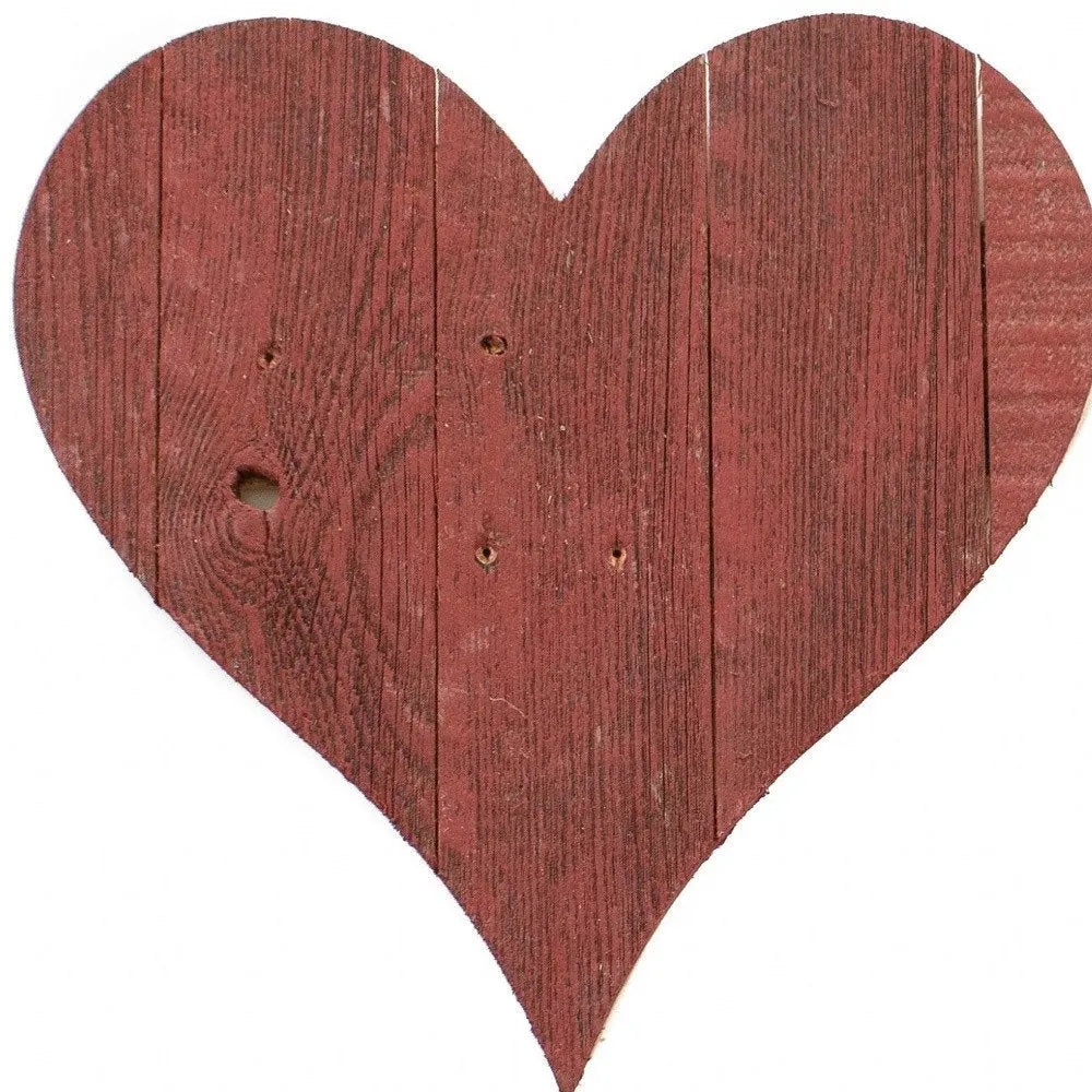 Decoración de pared con forma de corazón de madera reciclada roja de 24"