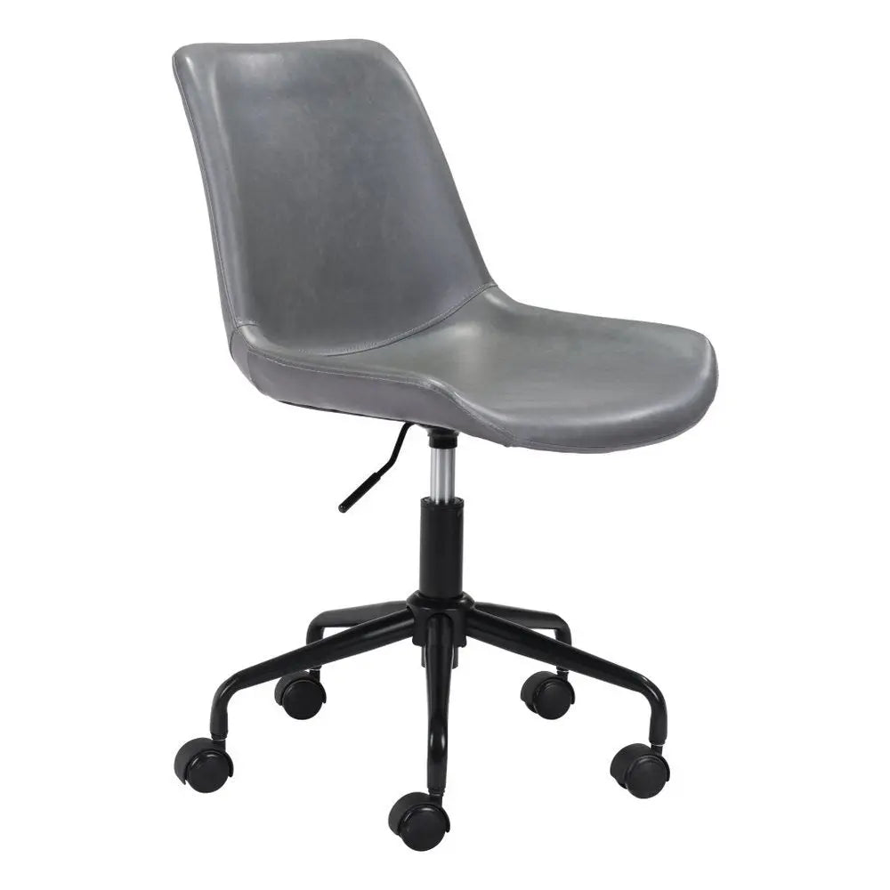 Gray and Black Adjustable Swivel Faux Leather Rolling Office Chair HomeRoots