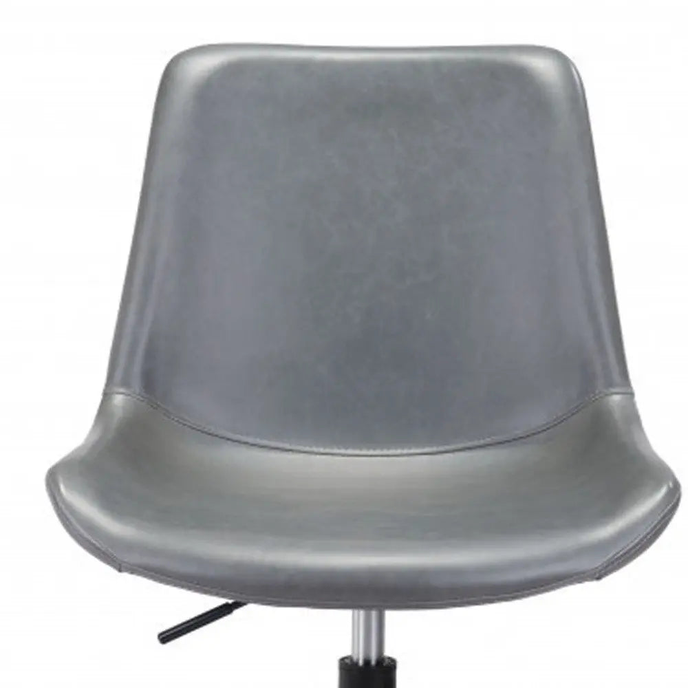 Gray and Black Adjustable Swivel Faux Leather Rolling Office Chair HomeRoots