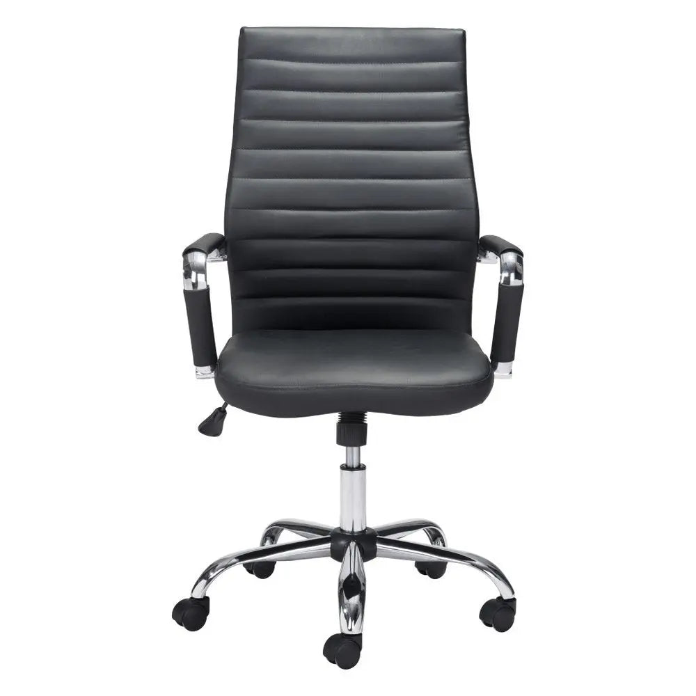 Silver and Black Adjustable Swivel Faux Leather Rolling Conference Office Chair HomeRoots