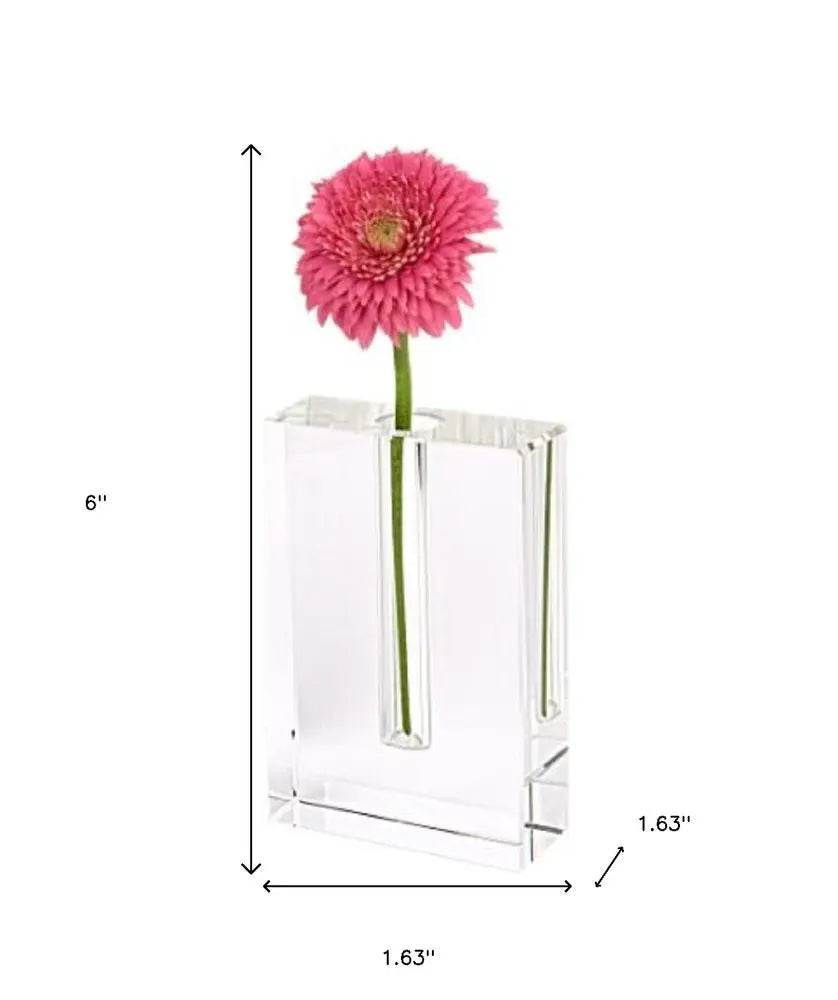 6" Clear Square Crystal Glass Table Vase HomeRoots