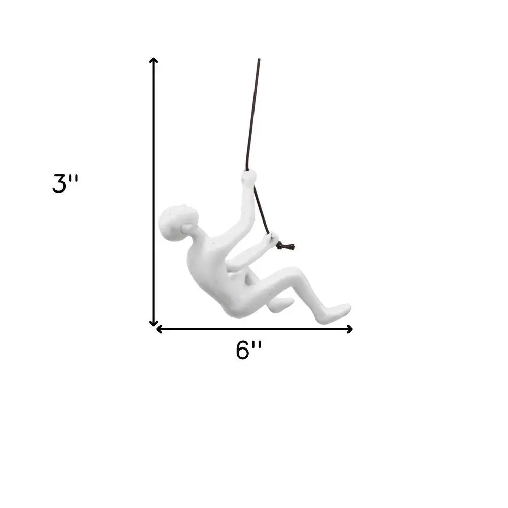 6" X 3" White Resin Climbing Man Hanging Dimensional Sculpture HomeRoots