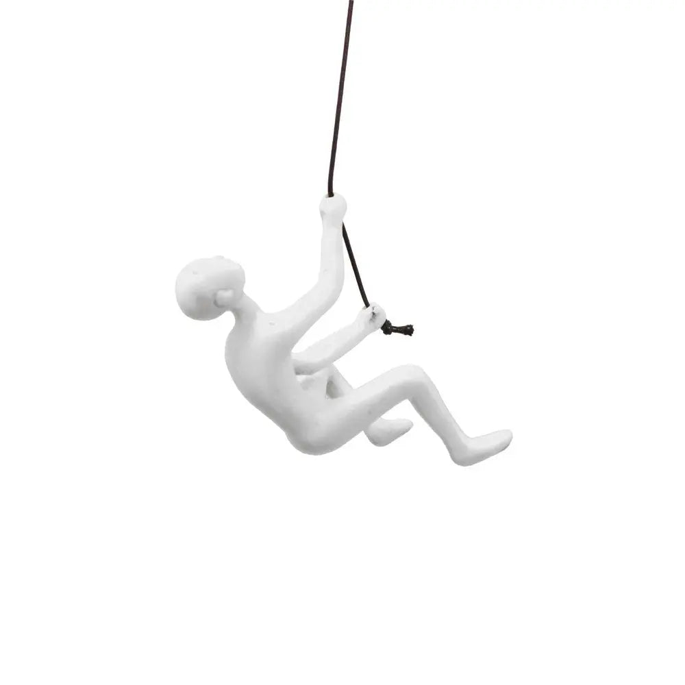 6" X 3" White Resin Climbing Man Hanging Dimensional Sculpture HomeRoots