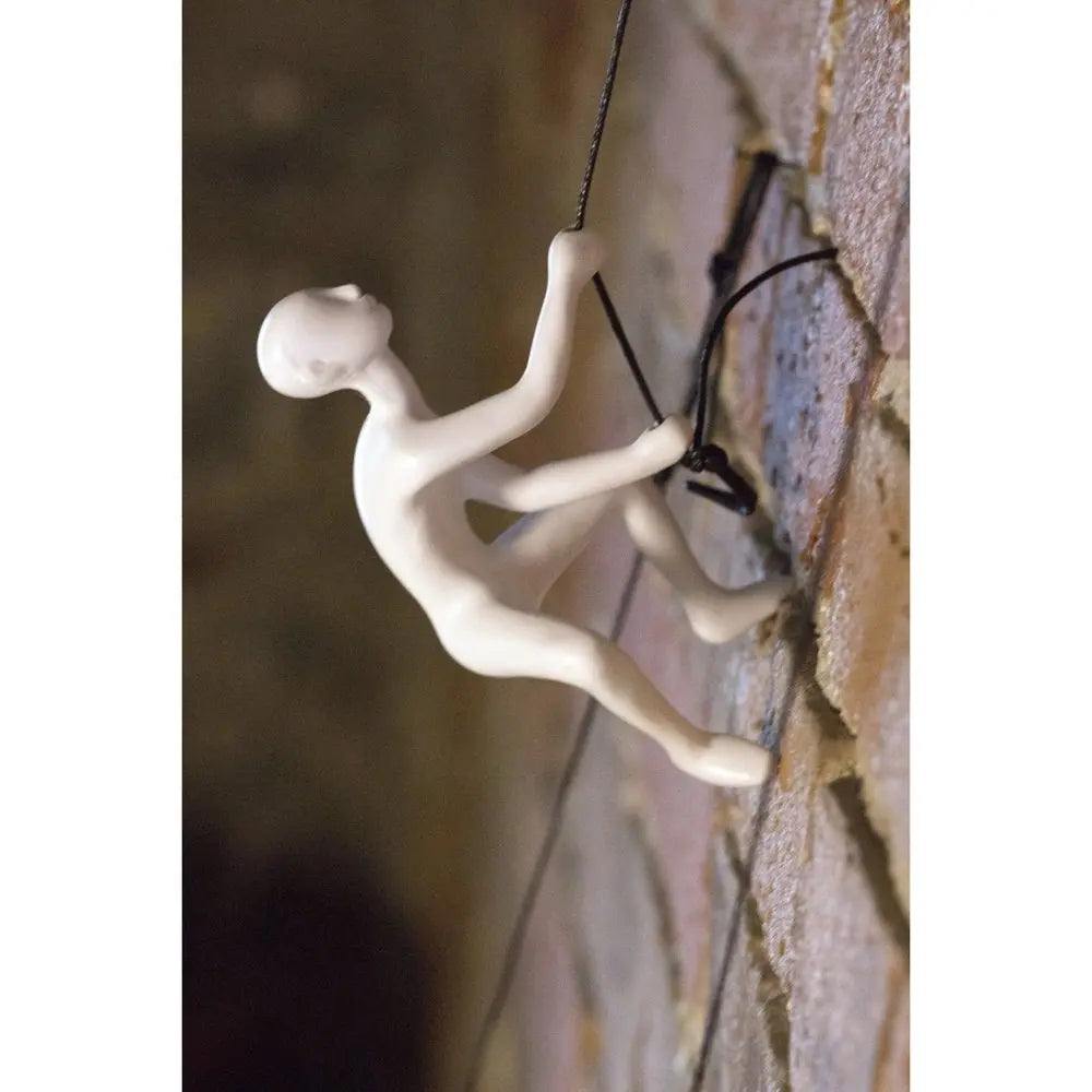 6" X 3" White Resin Climbing Man Hanging Dimensional Sculpture HomeRoots