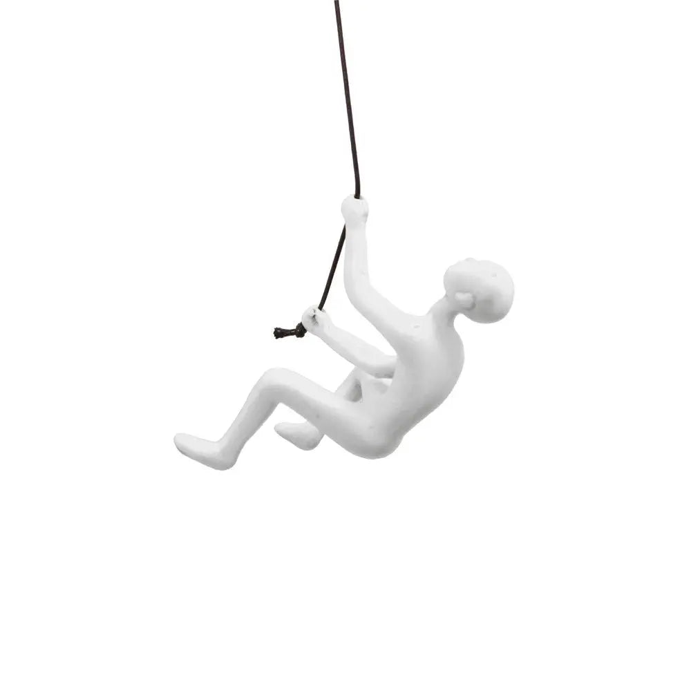 6" X 3" White Resin Climbing Man Hanging Dimensional Sculpture HomeRoots