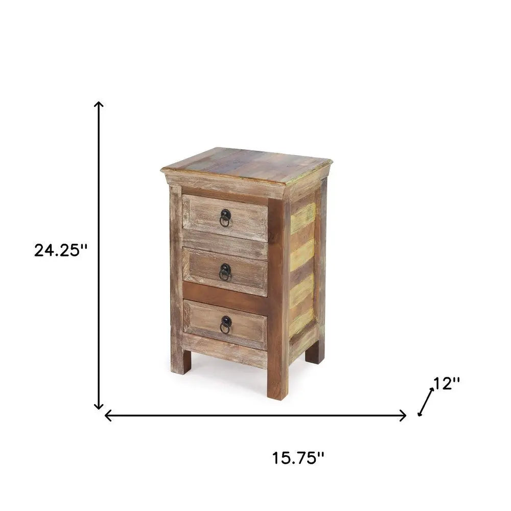 16" Modern Rustic Three Drawer Accent Chest HomeRoots