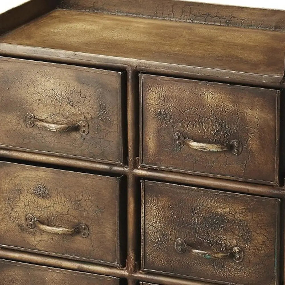23" Bronze Metal Six Drawer Chest HomeRoots