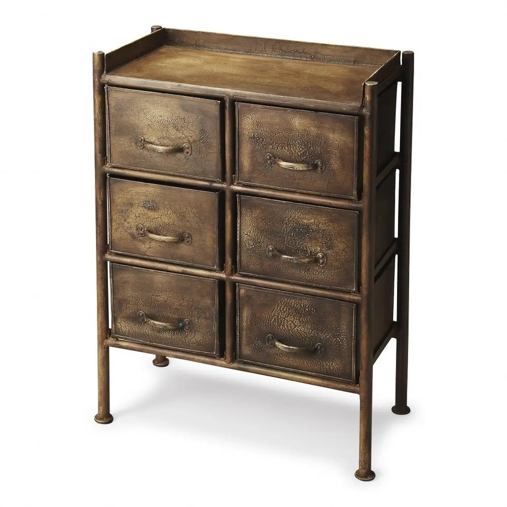 23" Bronze Metal Six Drawer Chest HomeRoots