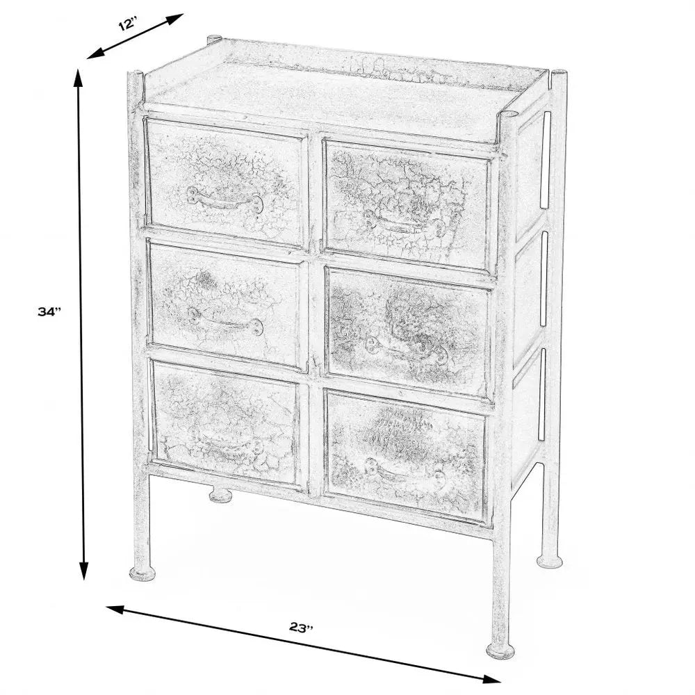 23" Bronze Metal Six Drawer Chest HomeRoots